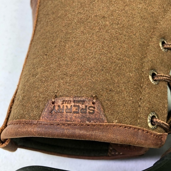 SPERRY Saltwater Wool Brown Olive Duck Boots - Picture 6 of 12